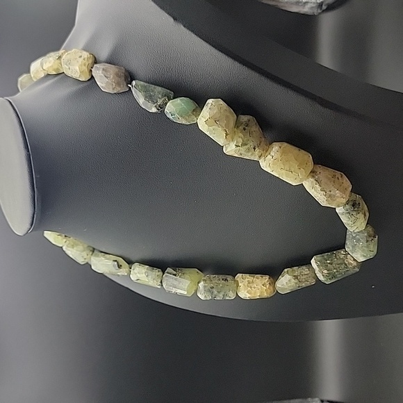 Faceted Agate Prehnite 734 Cts Beaded Natural Gemstone Necklace Unisex Crystal - Picture 1 of 11